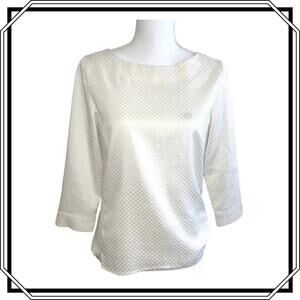 ARMANI Jeans Circle Print Polka Dot Top Cream Size 38/XS